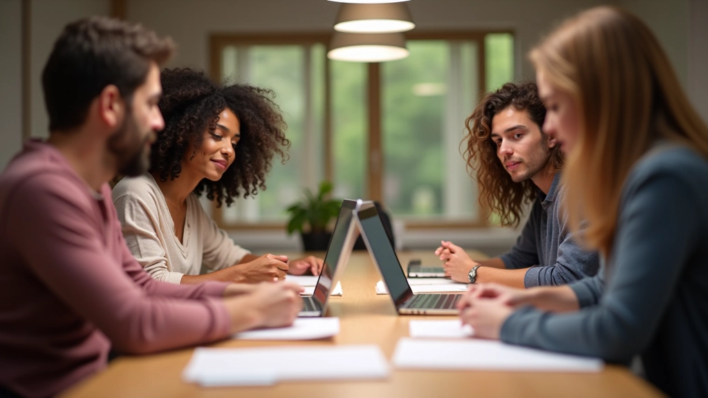 Team van vrijwilligers werkt samen aan een project