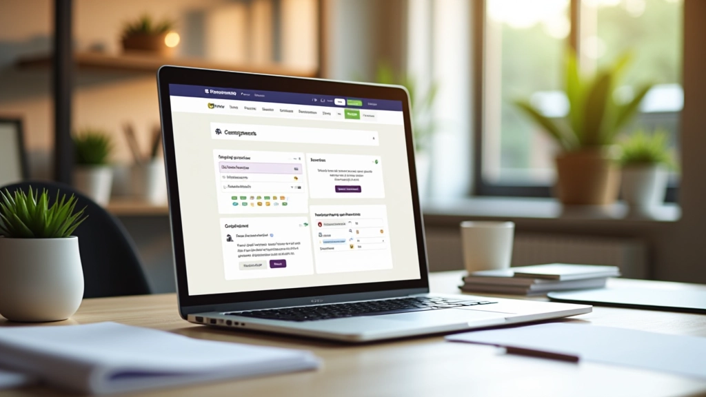 Laptop scherm met vrijwilligersportaalinterface in kantoor omgeving