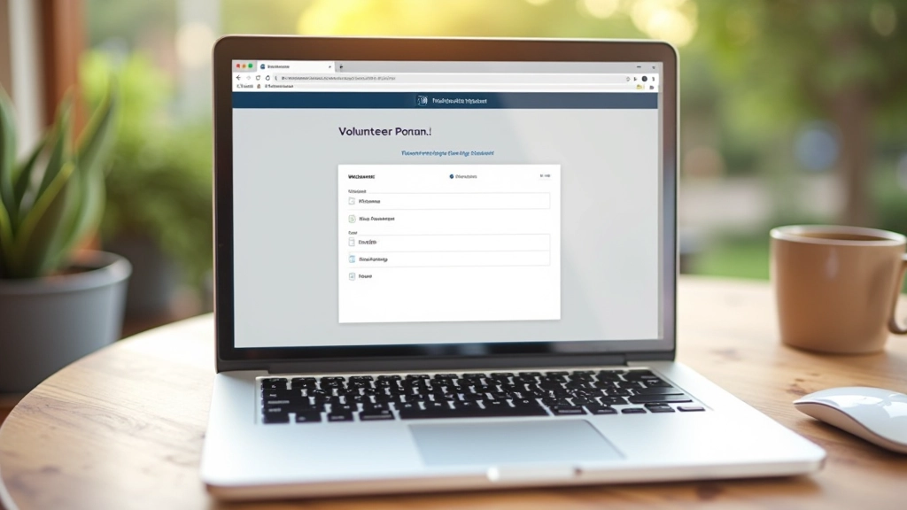 Laptop scherm toont succesvolle login en dashboard van vrijwilligersportaal