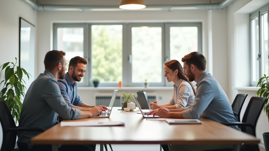 Team werkt samen aan website voor nonprofit organisatie in modern kantoor