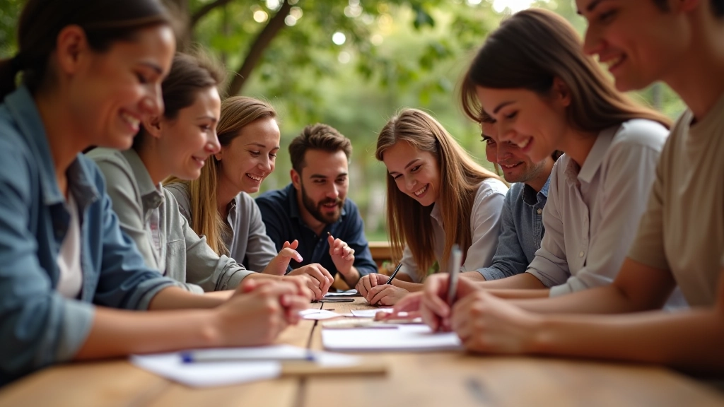 Team van vrijwilligers die samenwerken op een project, gemengde leeftijden en achtergronden, energieke sfeer